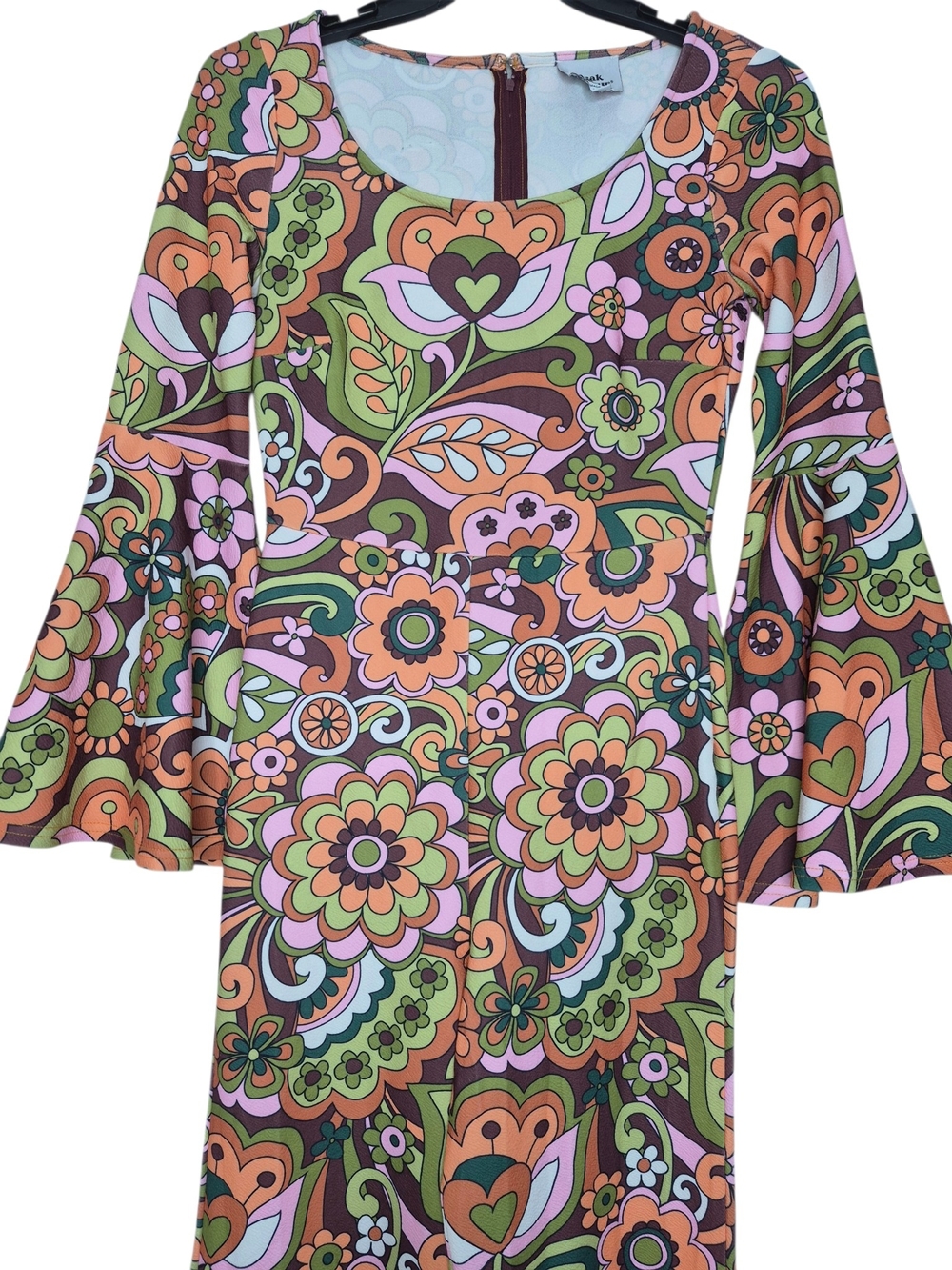 Smak Parlour 70s Retro Psychedelic Floral Bell Sleeve Jumpsuit Womens Small - Picture 2 of 9